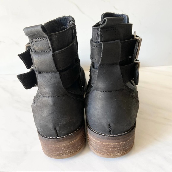 Fat Face Distressed Leather boots Double Buckle Black Sz 38 - Picture 6 of 8